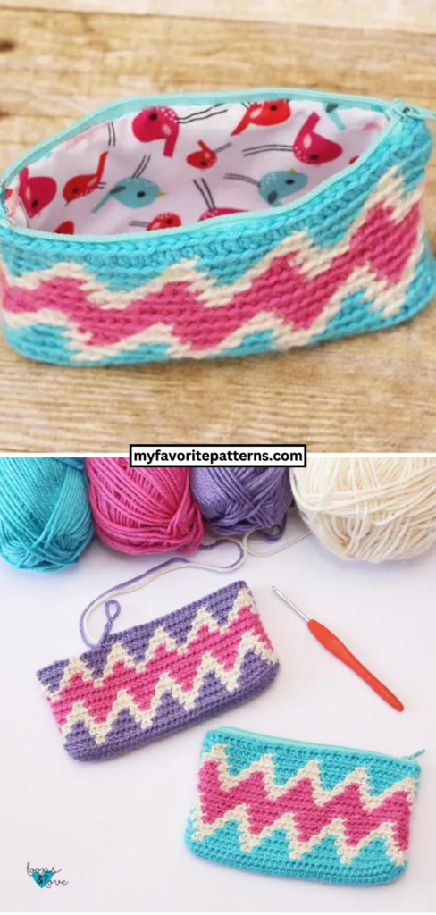 Zig Zag Zipper Bag Free Crochet Pattern