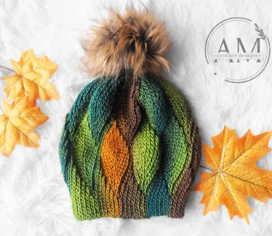 Leafy Knit-Look Slouchy Beanie Crochet Pattern Leafy Knit-Look Slouchy Beanie Crochet Pattern