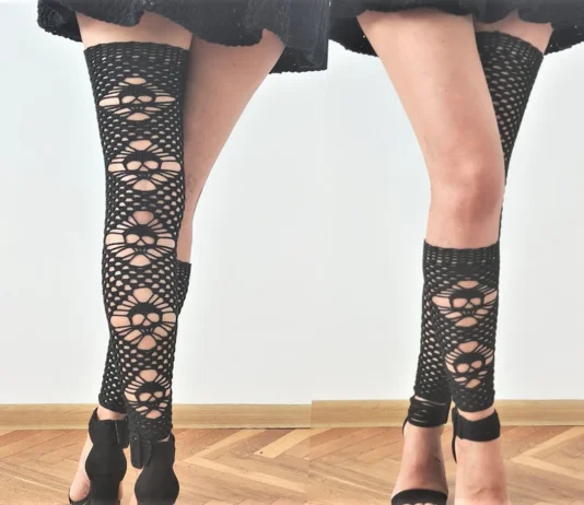 Goth Skull Thigh-High Socks Crochet Pattern Goth Skull Thigh-High Socks Crochet Pattern