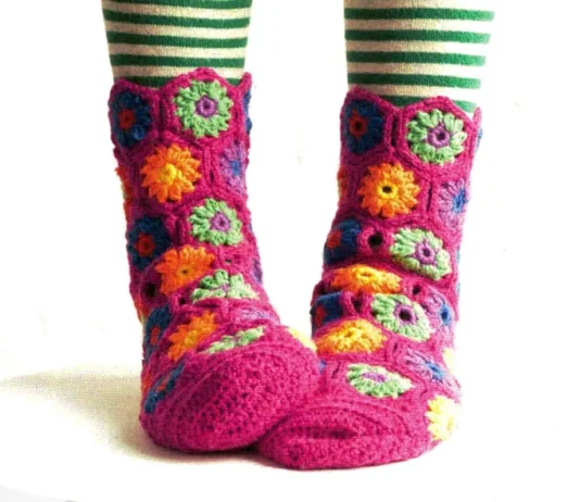 Hexagon & Half Hexagon Crochet Sock Pattern Hexagon & Half Hexagon Crochet Sock Pattern
