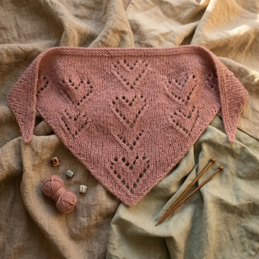 Alpaca Lace Hearts Triangle Scarf