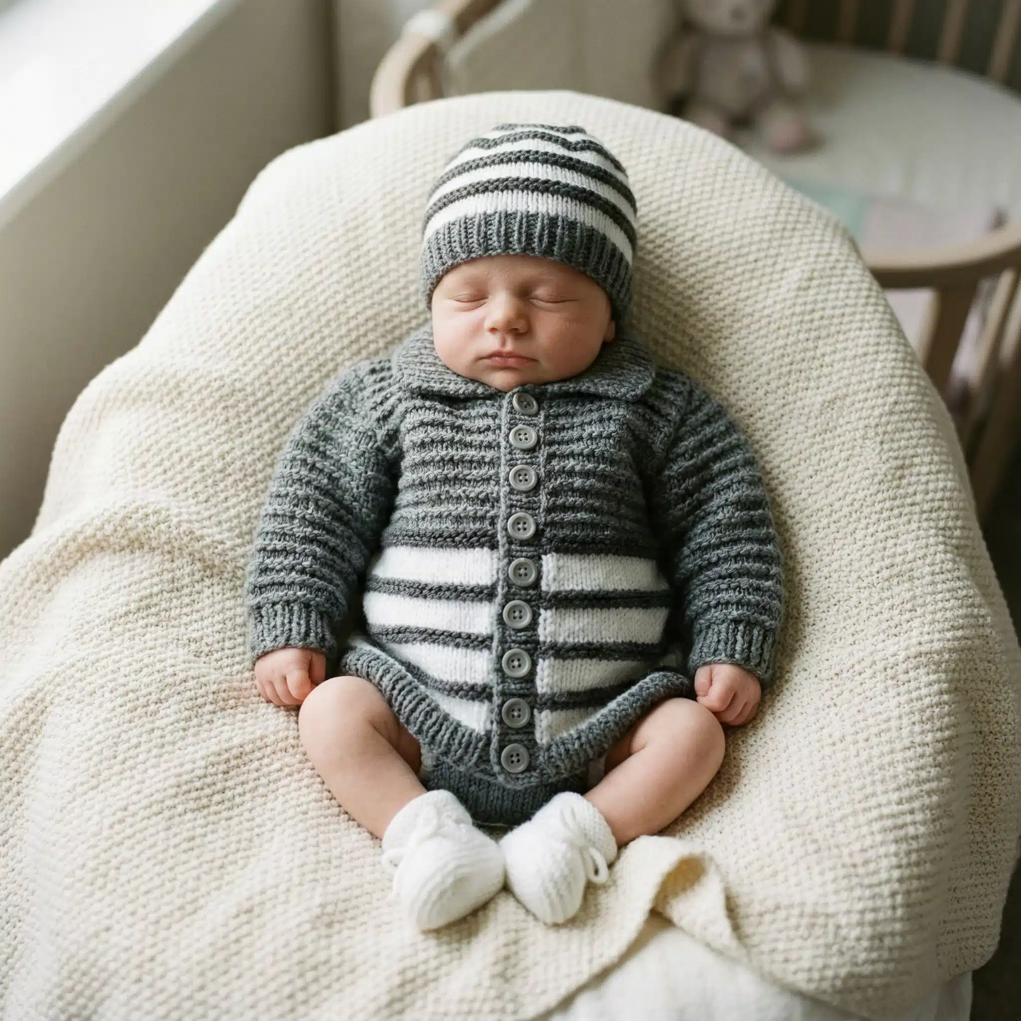 Bottom-Up Blue Boy Cardigan Free Knitting Pattern