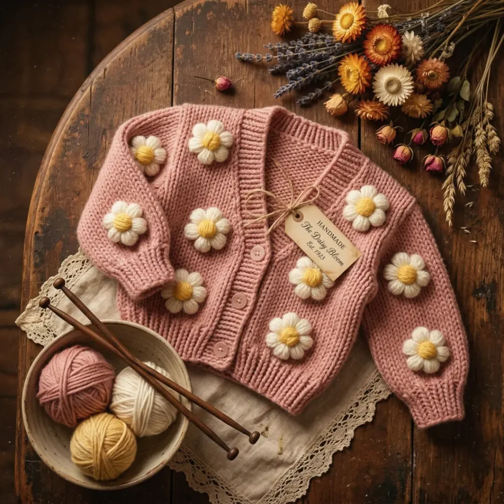 Daisy Flower Motif Cardigan