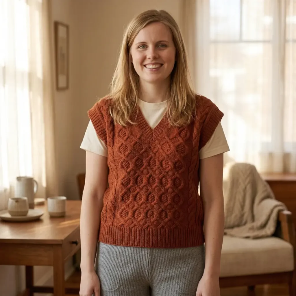 Diamond Cable Vest Knitting Pattern