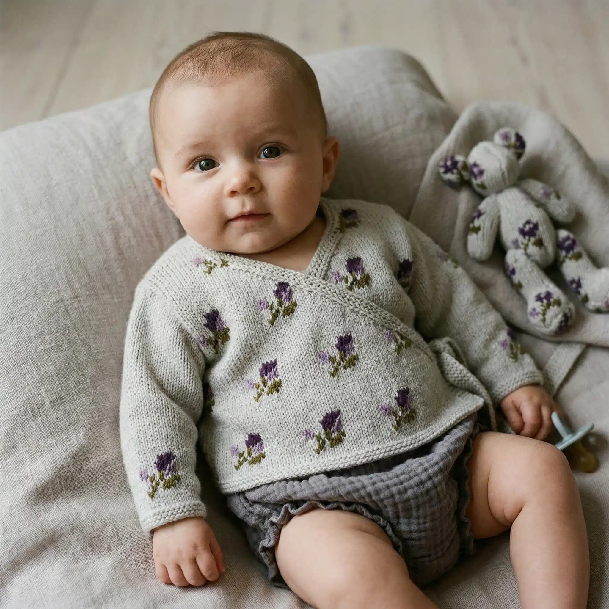 Lilac Rose Crossover Cardigan Free Knitting Pattern