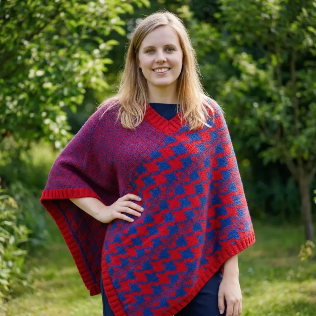 Poppin&rsquo; Houndstooth Poncho