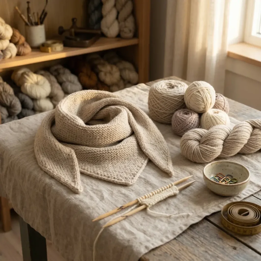 Simple Knit Triangle Scarf Pattern