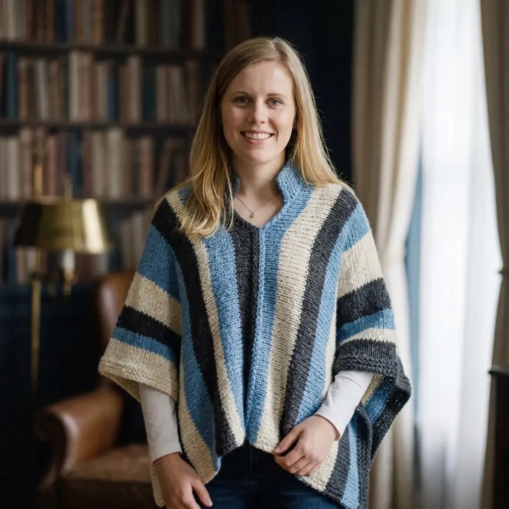 Vertical Striped Poncho