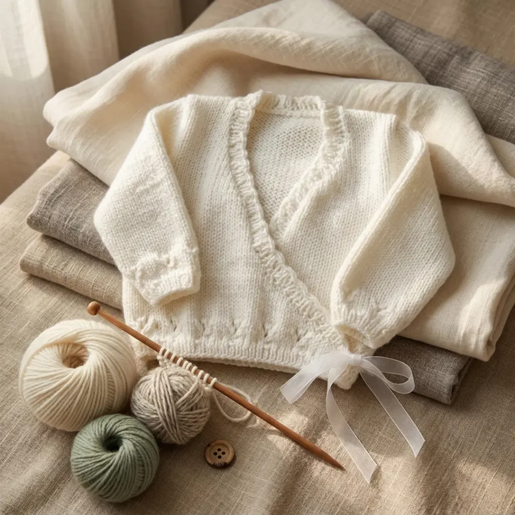 Wrap-Over Baby Cardigan Knitting Pattern
