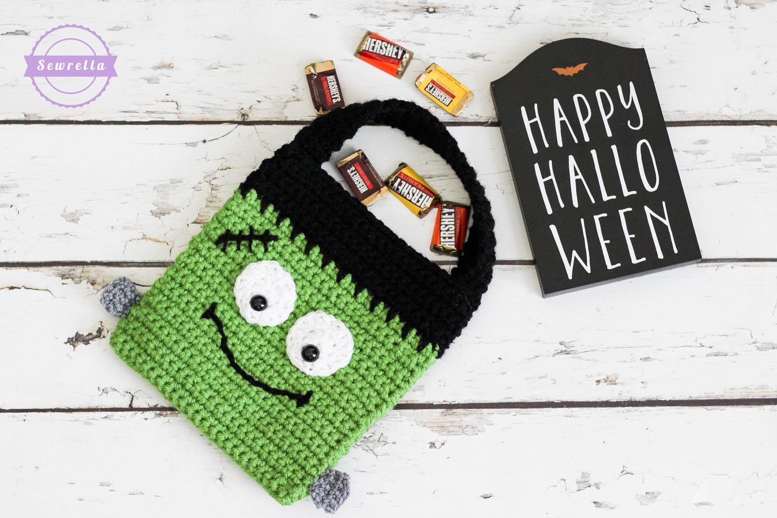 Crochet Frankenstein Trick-or-Treat Bag